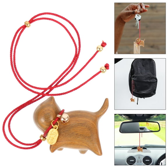 IMIKEYA Adorable Light Brown Wooden Cat Figurine for Home Decoration