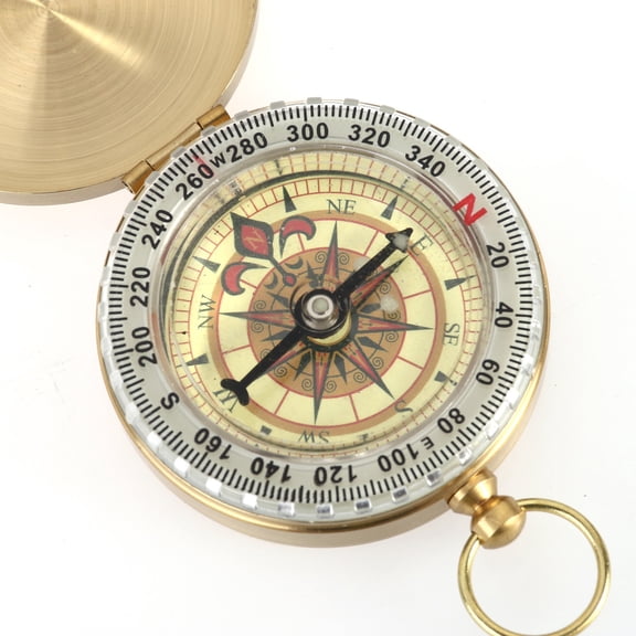 NICEXMAS Clamshell Compass Metal Flip Top Navigation Accessories Golden Round Pocket Watch Style 1Set