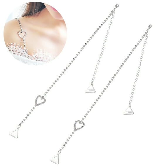 Bra Chain with Crystal Rhinestone Design for Decorative Use Silver Adjustable Length Secures
