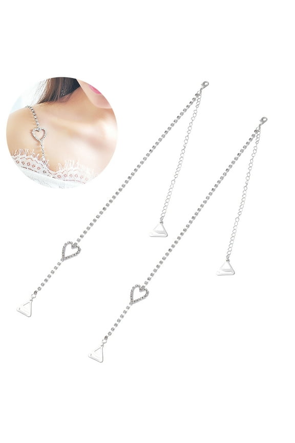 Bra Chain with Crystal Rhinestone Design for Decorative Use Silver Adjustable Length Secures