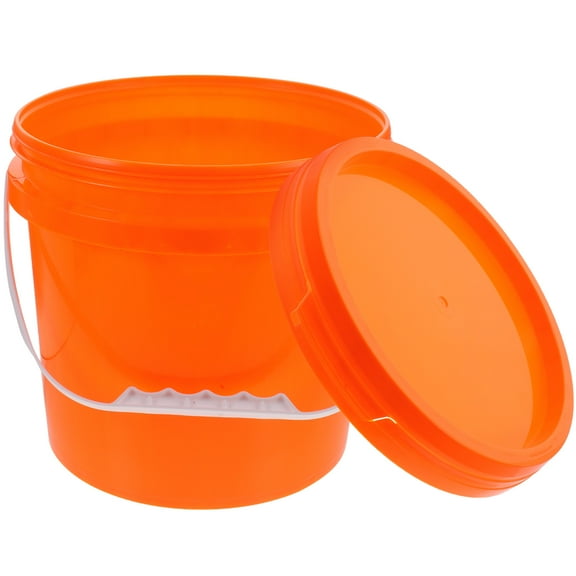 NICEXMAS Durable Orange Plastic Paint Bucket with Lid for Storage Ergonomic Handle High Strength 5 Gallon
