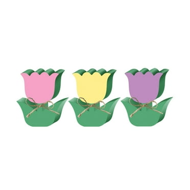 TINKSKY Easter Flower Table Wooden  Wood Sign Tulip Decor Spring Decoration Tabletop Signs Centerpieces Ornaments Centerpiece