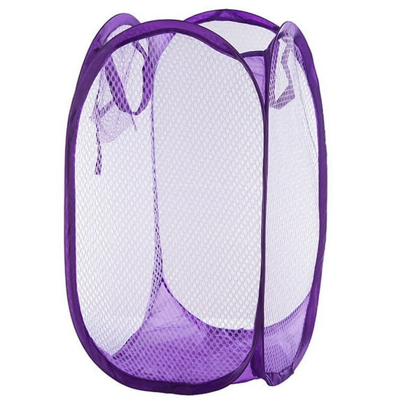TINKSKY Foldable Up Easy Open Mesh Laundry Clothes Hamper Basket for College Dorm (Purple)