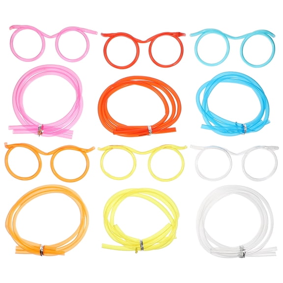 NICEXMAS Funny Glasses Straws for Kids with Assorted Colors Perfect for Photo Props and Daily Use 12pcs