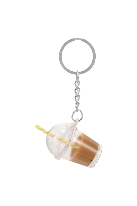 Aesthetic Bubble Tea Keychain Elegant Plastic Metal Handbag Charm for Keys