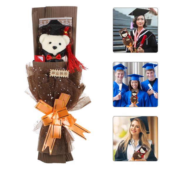 NICEXMAS Congrats Grad Stuffed Toy Bear Bouquet Cloth Decoration Students Graduation Season 1Pcs