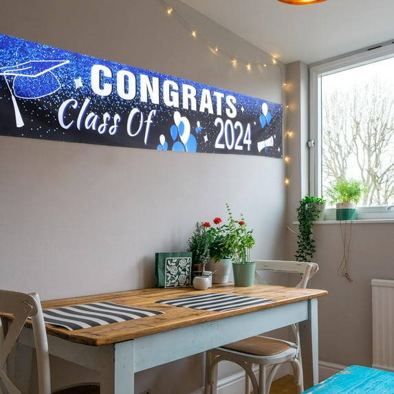 TINKSKY Graduation Decor Congrats Grad Banner for PartyBackdrop in Multi Color Polyester 70in x 100in