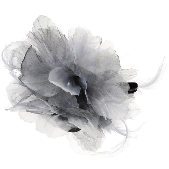 TINKSKY Grip Spring Clip for Decor Grey Plume and Gauze Hairpin Set of 5 Large Size