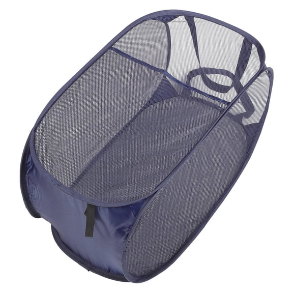 NICEXMAS Portable Cloths Storage Basket Bin Laundry Hamper Dark Blue 1Set
