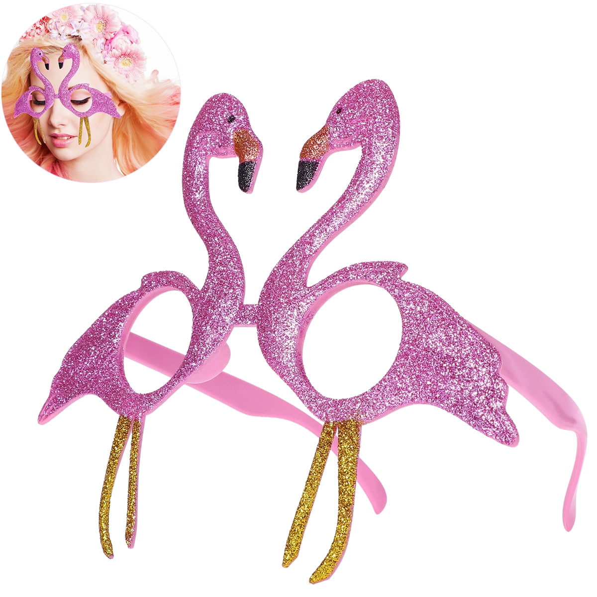 TINKSKY Novelty Glittered Flamingo Decoration -Frames Party Accessory Eyeglasses Spoof Party