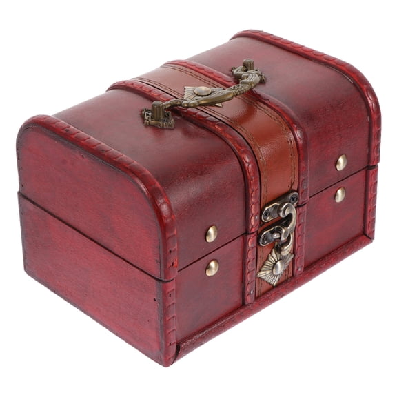 NICEXMAS Decorative Storage Box for Keepsakes Wood Red 1Pack