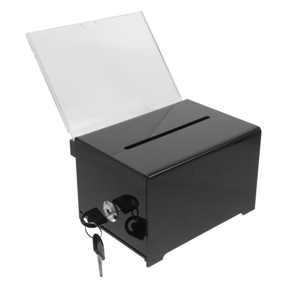 NICEXMAS Suggestion Box with Lock Acrylic Donation Box for Fundraising Collection