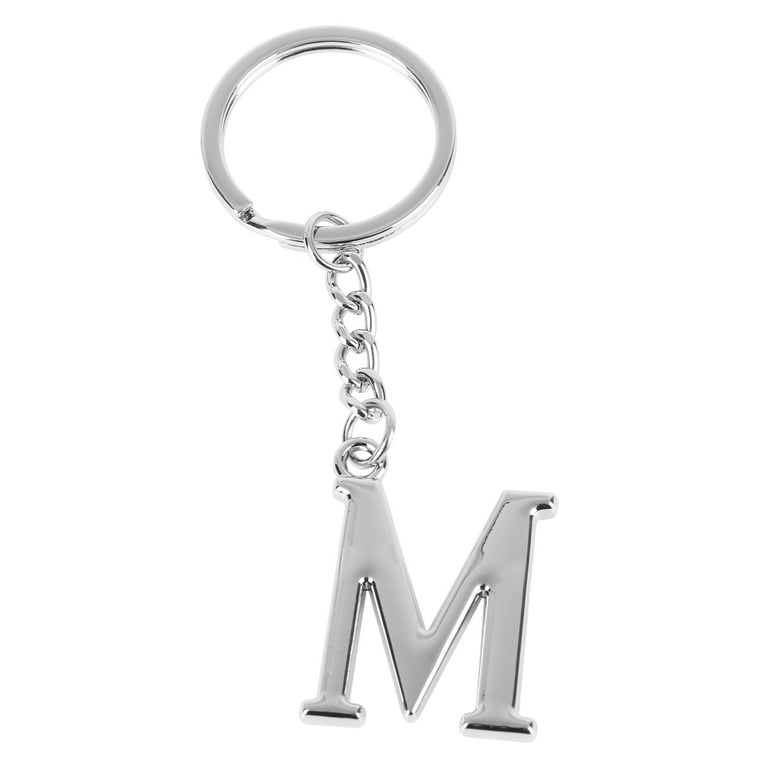 Tinksky Simple Stylish Letter M Key Chain Metal Key Ring Alphabet Keychain Bag Pendant Charm Birthday Gift (Silver), Adult Unisex, Size: Medium