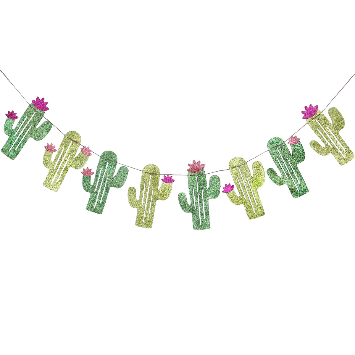 TINKSKY Summer Theme Wedding Parties Decorations Double Sided Cactus Banner Pennant