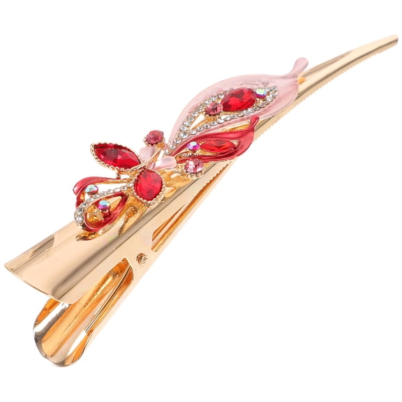 NICEXMAS Vintage Style Metal Hair Clip in Red with Rhinestone for Wedding and Party Decoration