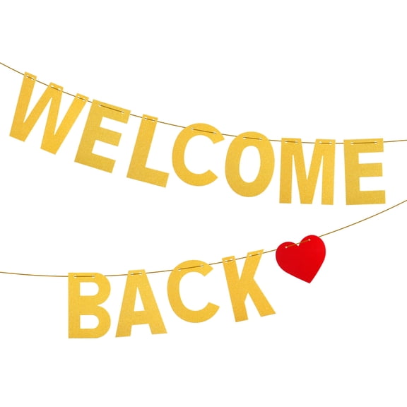 NICEXMAS Back to School Banner with Golden Glitter Paper - Welcome Home Decoration for Back-to-School Party Celebration, 1 Piece