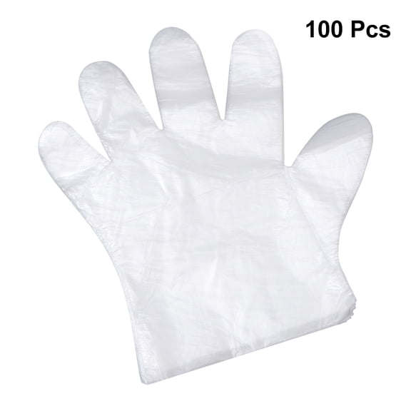 NICEXMAS 500Pcs White Plastic Disposable Gloves Durable for Housework Hair Coloring and Cleaning