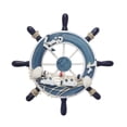 thumbnail image 1 of TINKSKY Wooden 23cm Beach Boat Ship Steering Wheel Fishing Net Home Wall Decoration (Blue), 1 of 6
