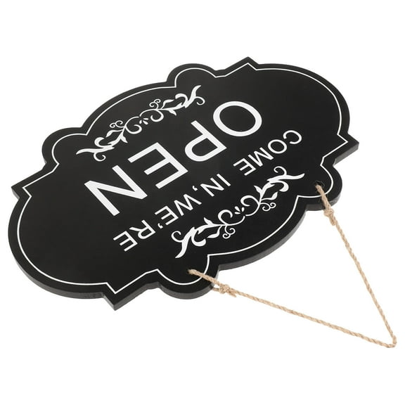 NICEXMAS Wooden Open Closed Hanging Sign Double-Sided Business Door Decor Black