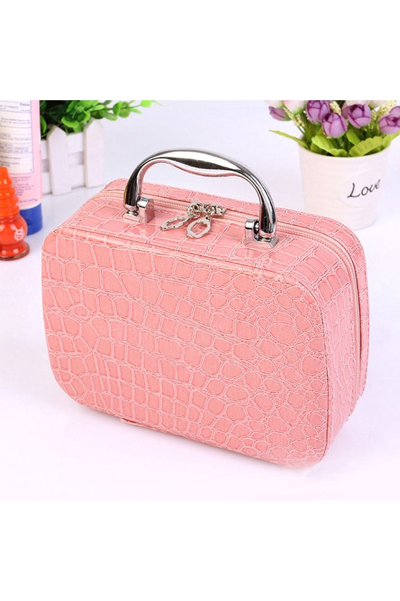 Beauty Case Pink Pu Metal 1Set