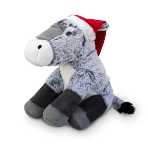 TINSEL AND ELVES Christmas Burrito Sabanero Singing & Dancing Plush Donkey, Peluche Musical de Navidad with Santa Hat Sings Burrito Sabanero in Spanish, Donkey Toy