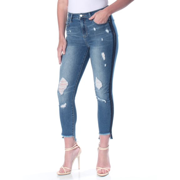 TINSELTOWN $49 Womens New 1302 Blue Distressed Side-Stripe Skinny Jeans 5 B+B