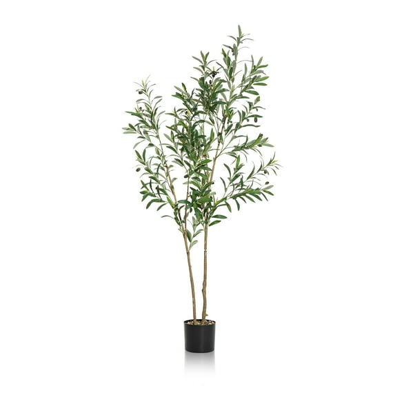 TINTEC Artificial Olive Tree, 4-Foot Silk Plant, Plastic Grower Pot, 1 Count