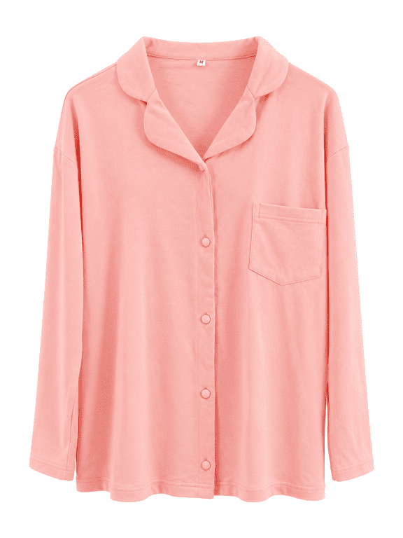 Women’s Pajama Set Soft Modal Cotton Blend Loungewear with Button Top Pants Cozy Female Sleepwear