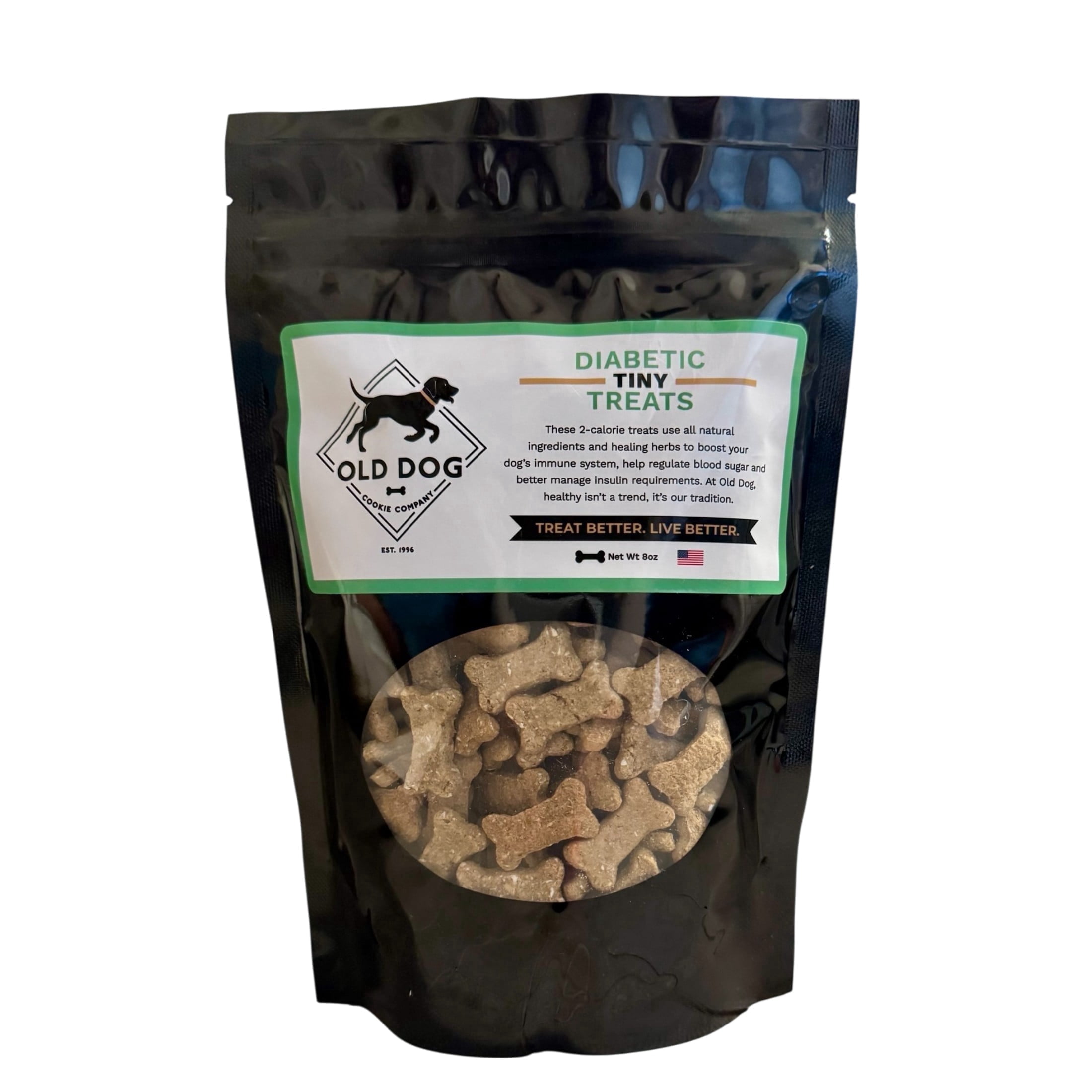 TINY Diabetic Dog Treats 8 oz, 2 Calorie, All Natural, Vet Approved