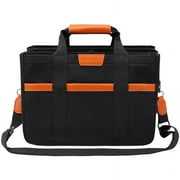 TINYAT Canvas Messenger Bag for Women Large Crossbody Shoulder Handbag with Multi- Pockets Top-handle Tote Bag for Work Travel Black.