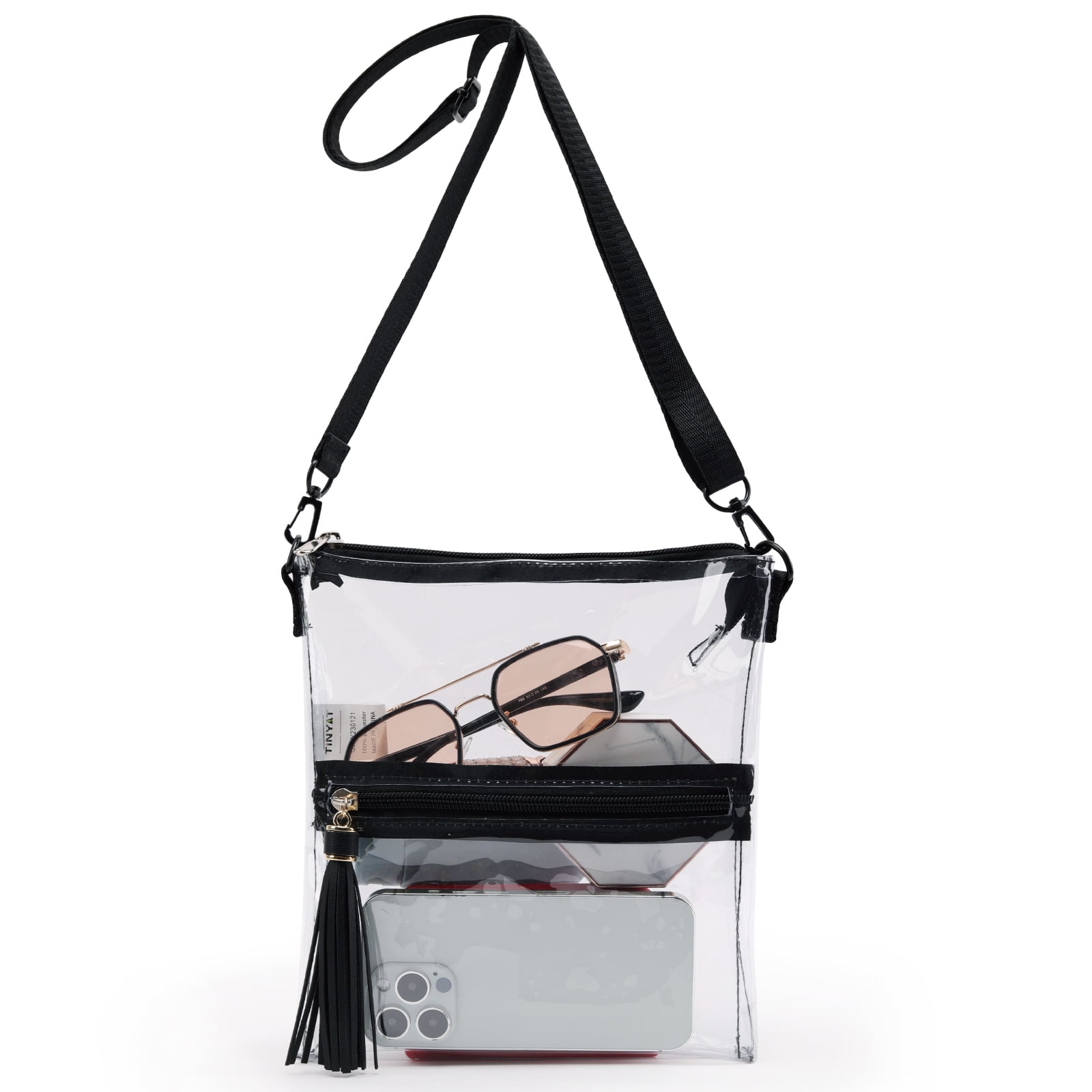 TINYAT Clear Crossbody Bags Stadium Approved Small Clear Bag for Women