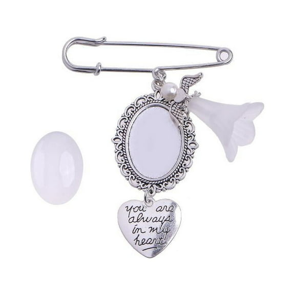 TINYFULL Heart Wedding Bouquet Photo Charm Memorial Keepsake Boutonniere Pin Brooches