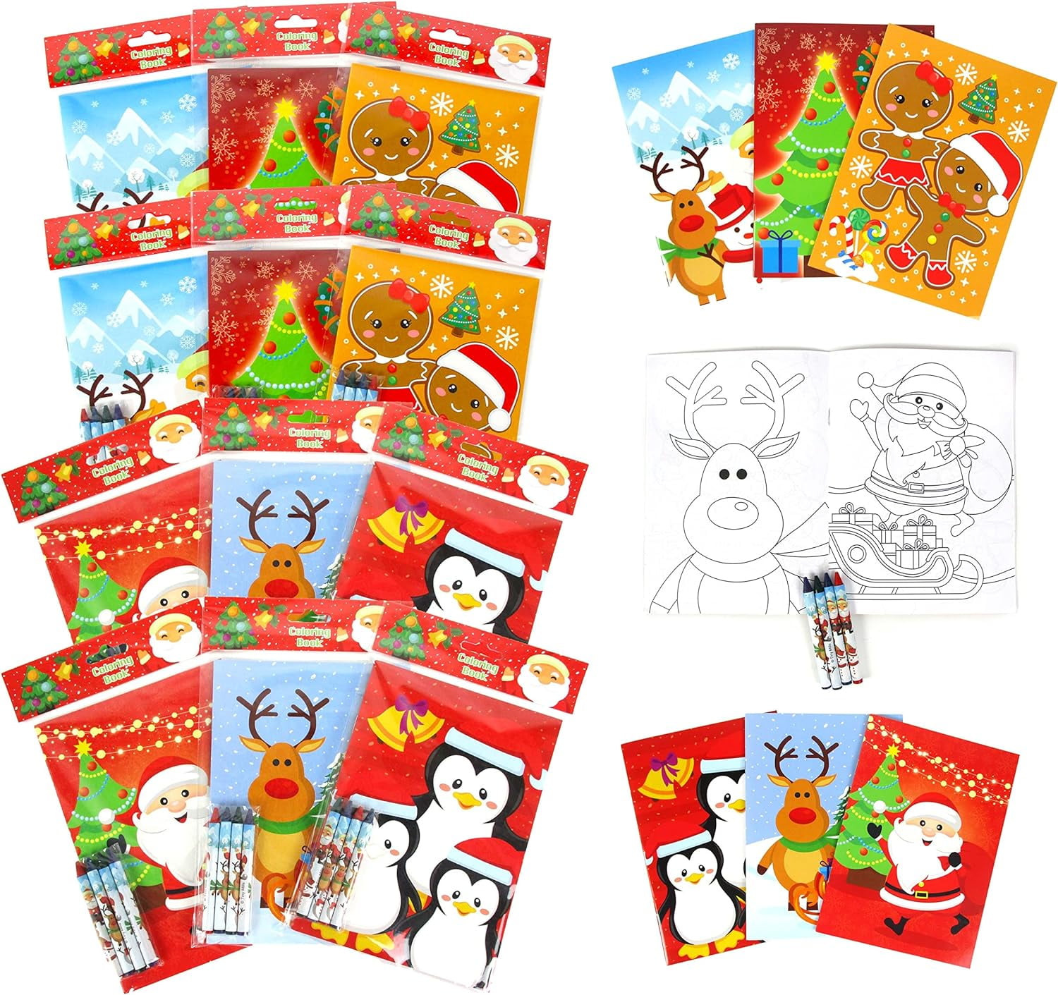 ArtCreativity Christmas Coloring Books for Kids (Bulk), Pack of 12, 8.25  Inch x 11 Inch Big Booklets, Fun Christmas Treats Prizes, Favor Bag  Fillers