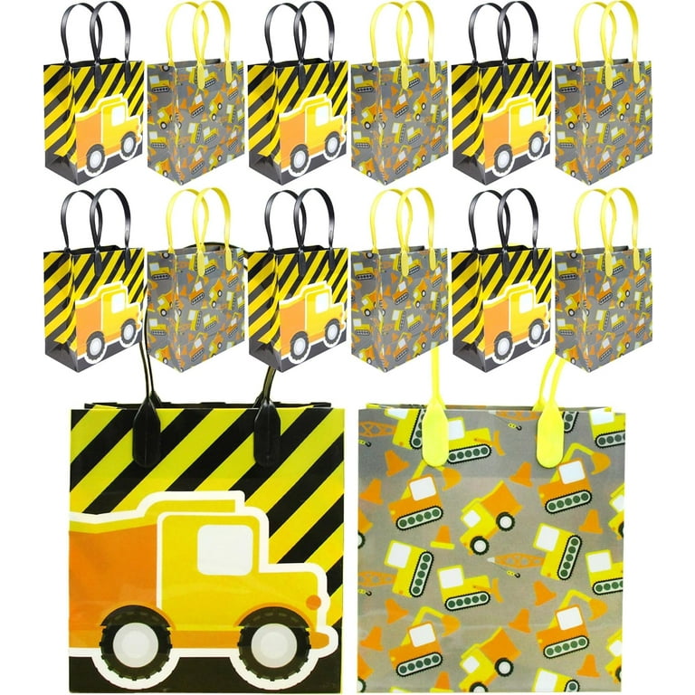 TINYMILLS Construction Trucks Party Favor Bags Treat Bags 12 Pack