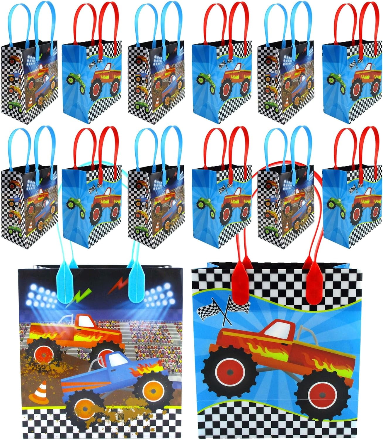 Monster Trucks Party Favors Bag Set Of 10. Custom Monster Truck Bags. Kraft Party Bags