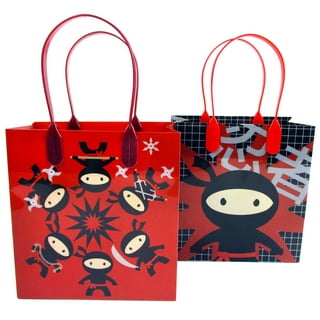 Printed Party Favor Bags - Black Top and Bottom [G2BK]