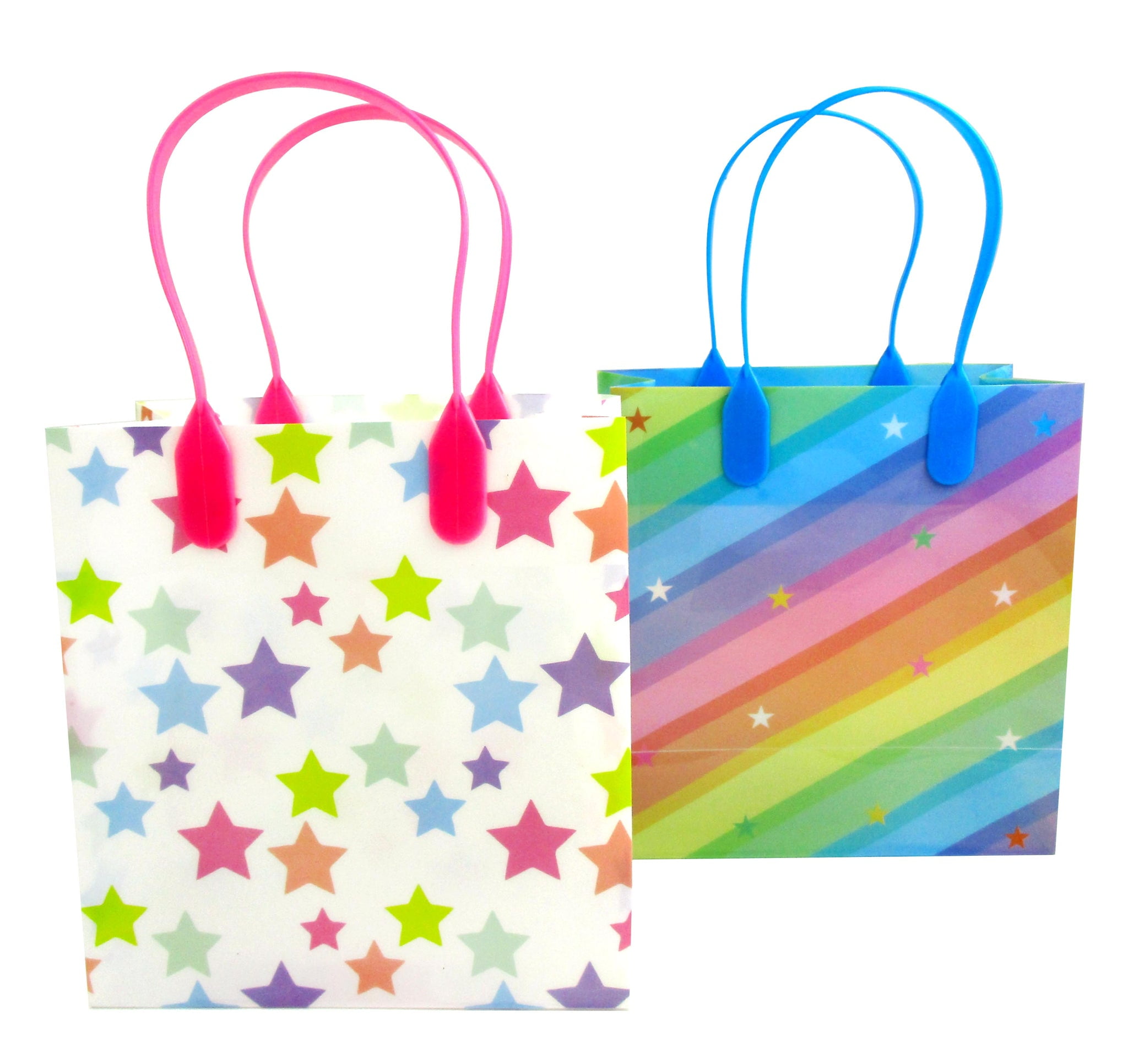 TINYMILLS Rainbow Party Favor Bags Treat Bags with Handles for Kids