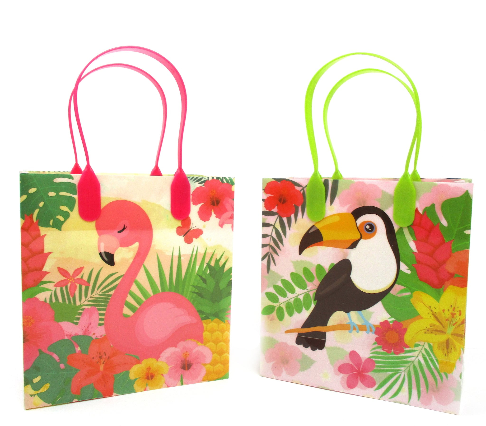 TINYMILLS Tropical Flamingo Luau Party Favor Treat Bags 12 Pack
