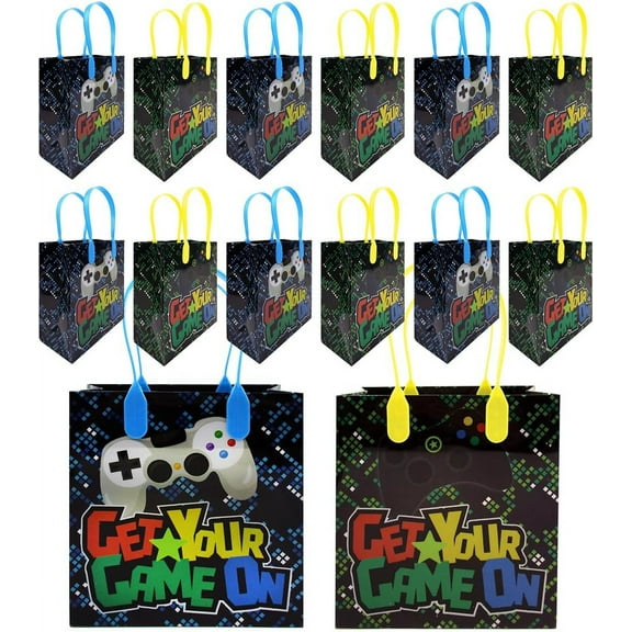Tinymills Sturdy Reusable Gamer Birthday Treat Bags, 12 Pack