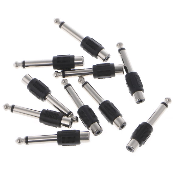 TINYSOME 10 Pcs RCA Female Jack To 6.35mm 1/4" Male Mono Plug o Adapter Connector