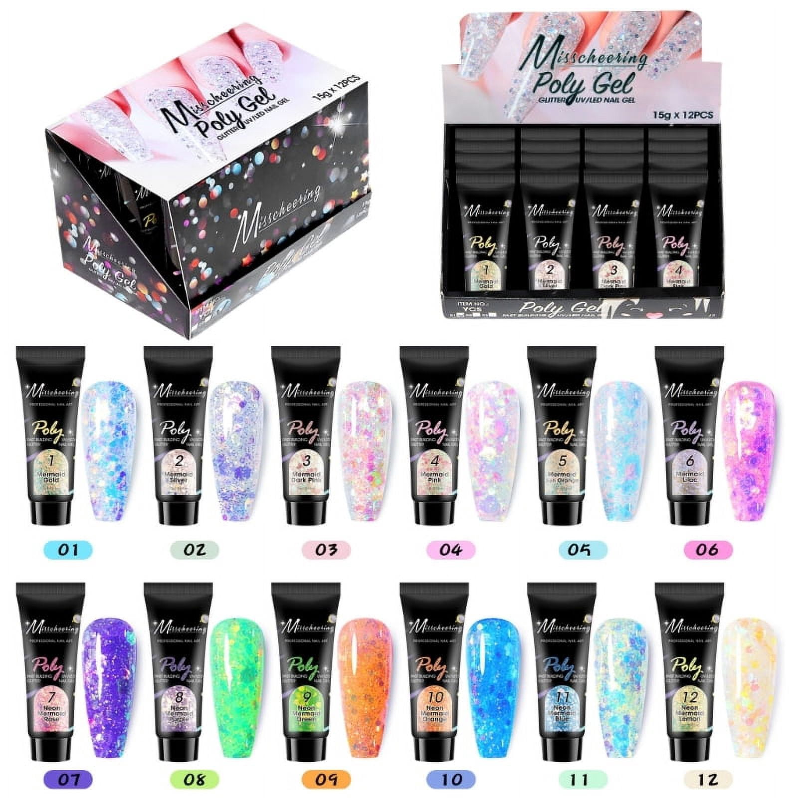 TINYSOME 12 Color Poly Nail Polish Gel Acrylic Extension Semi Permanent Extension Glue