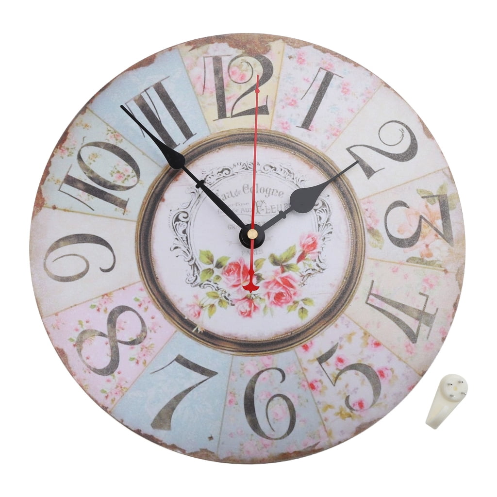 TINYSOME 12 Inch French Vintage Style Wall Clock Shabby Chic Floral