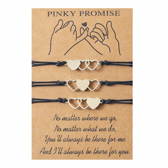TINYSOME 2/3/4 Pcs Best Friend Wax Bracelets Friendship Sister Hollow Matching Distance Heart Bracelet for Women Girl Teen Couple