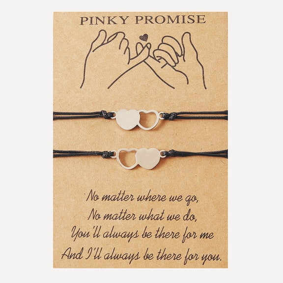 TINYSOME 2/3/4 Pcs Best Friend Wax Bracelets Friendship Sister Hollow Matching Distance Heart Bracelet for Women Girl Teen Couple