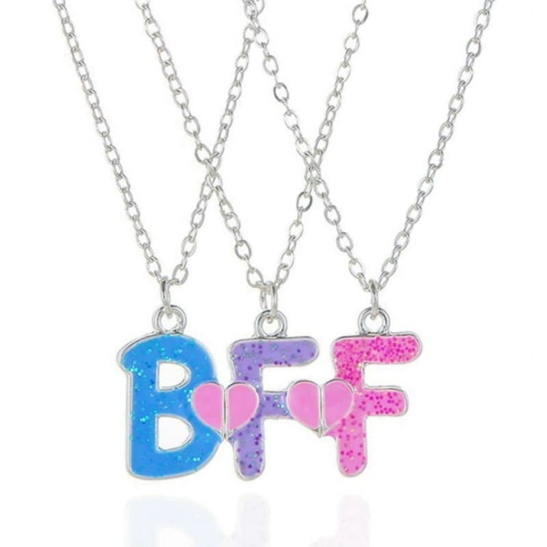TINYSOME 3 Pieces-set Best Friend Friendship Necklace Metal Chain Magnetic  BFF Letter Pendant Men And Women Fashion Jewelry Gift 