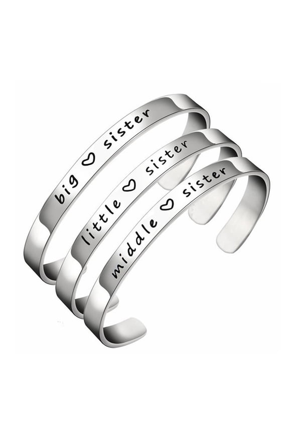 3 Sister Bracelet Big Sister Middle Sister Little Sister Cuff Bangle Gifts for Family Sisters Best Friend Besties 3 Pcs