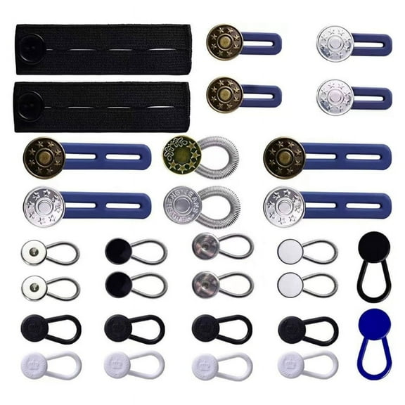 TINYSOME 30pcs Button Extender for Pants Jeans Shirts Free Sewing Adjustable Elastic Waist Extenders Waistband Collar Expander