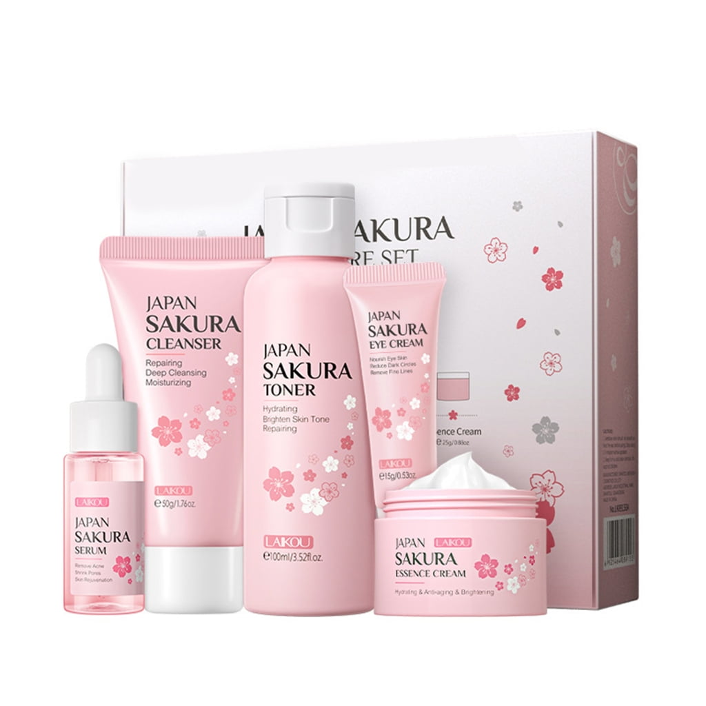TINYSOME 5Pcs Skincare Set SakuraCleanser Toner Lotion Cream Deep