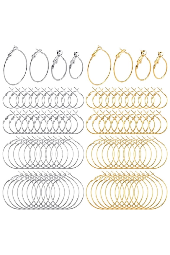 96Pcs Earring Hoops for Jewelry Making Hypoallergenic Alloy Round Beading Hoops Women Earring Making Kit DIY Craft