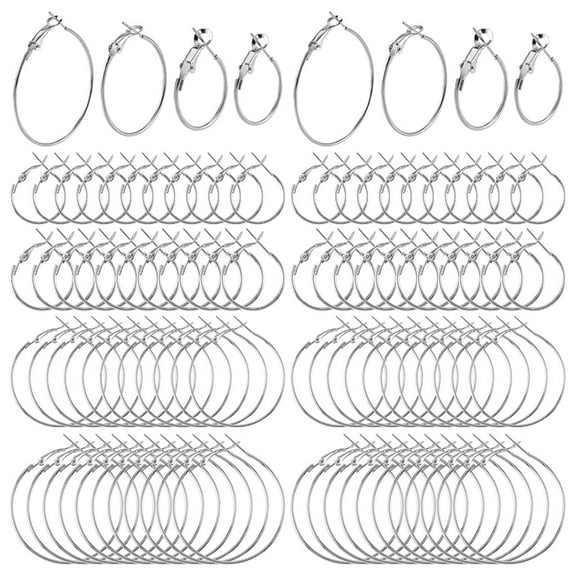 TINYSOME 96Pcs Earring Hoops for Jewelry Making Hypoallergenic Alloy Round Beading Hoops Women Earring Making Kit DIY Craft